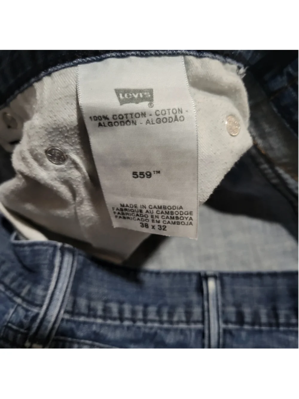 Levi's 559 Men's Relaxed Fit Slim Straight 100% Cotton Blue Jeans Size 38/32